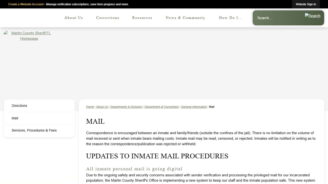 Mail | Martin County Sheriff's Office, FL