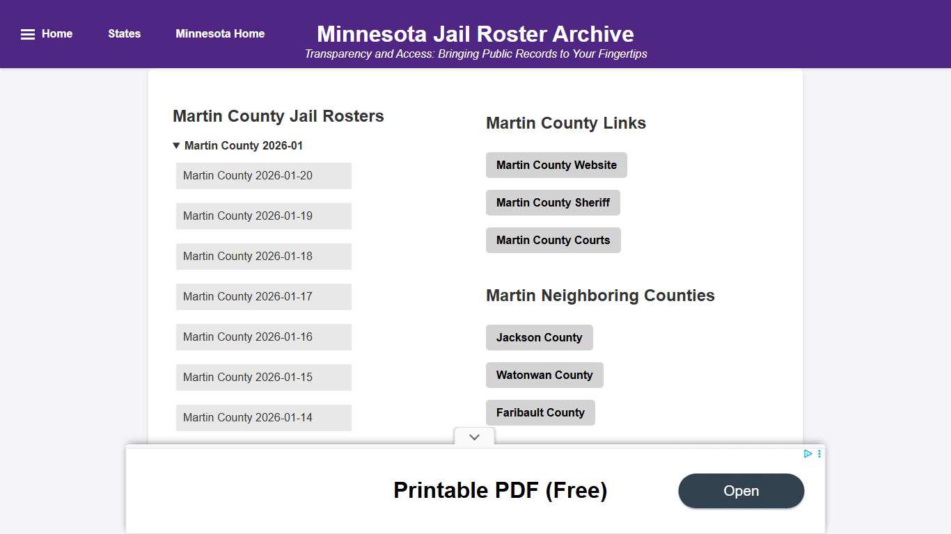 Martin County - Minnesota Jail Rosters